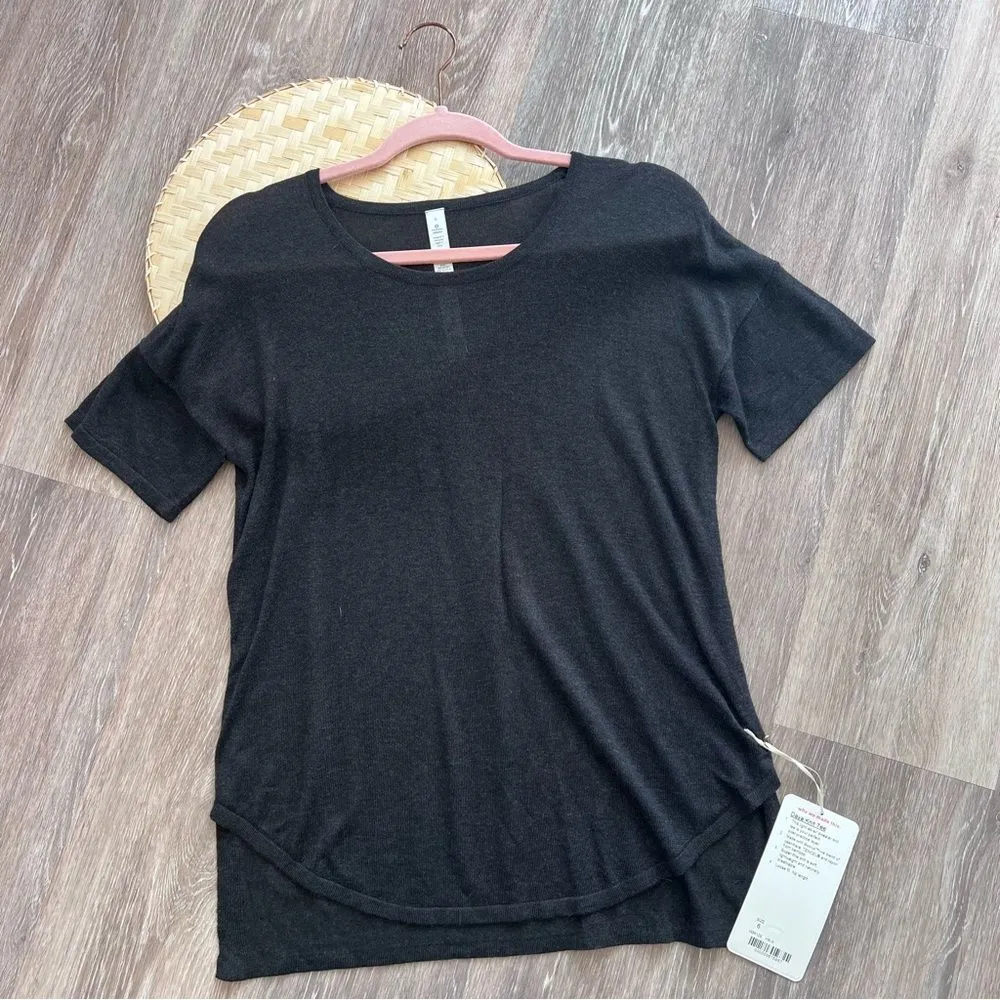 Nwt Lululemon daya knit tee cashmere blend‎ heathered black womens Size 6 - Image 2