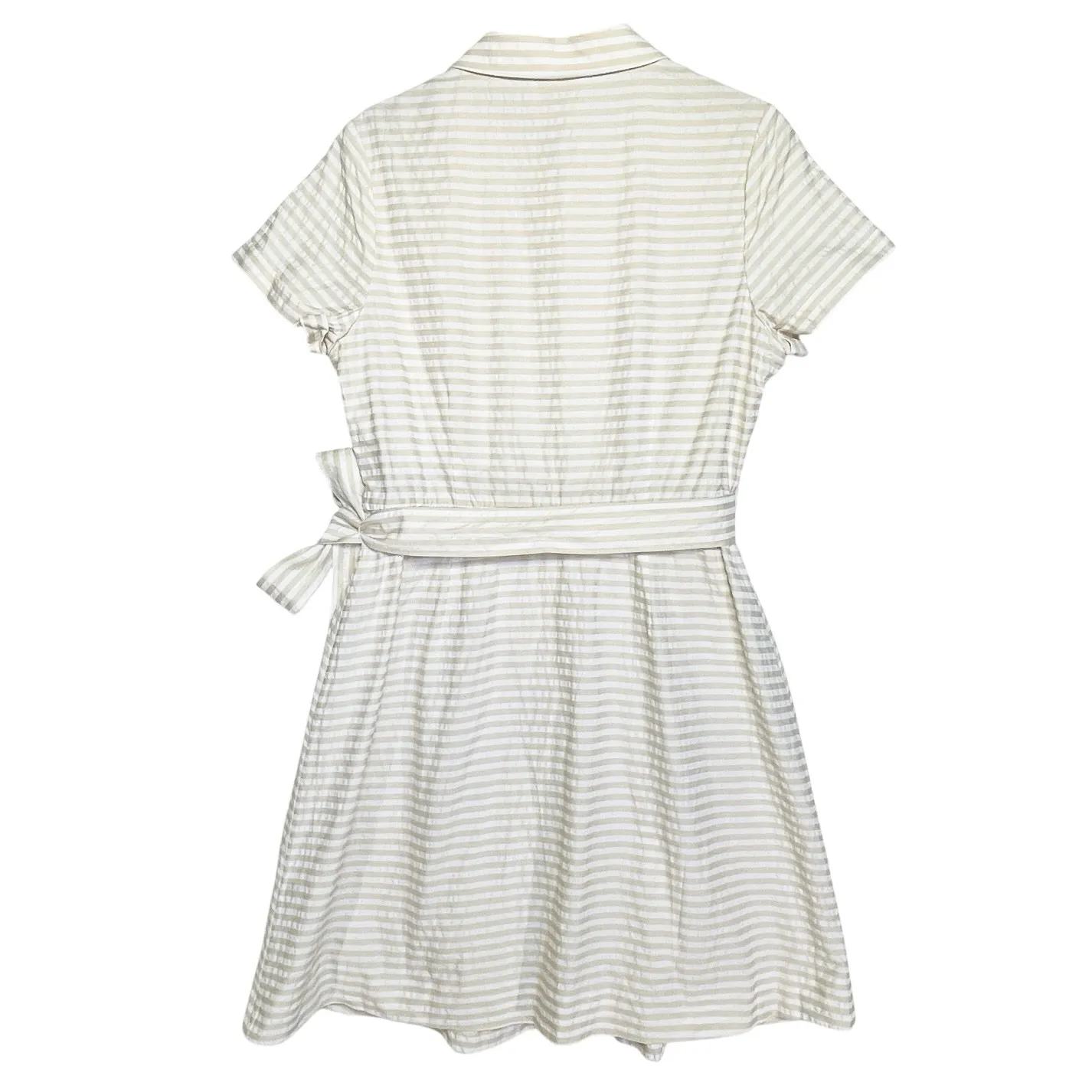 KATE SPADE NY Women’s Tan and White Striped Belted Shirt Dress size 12 - Image 5