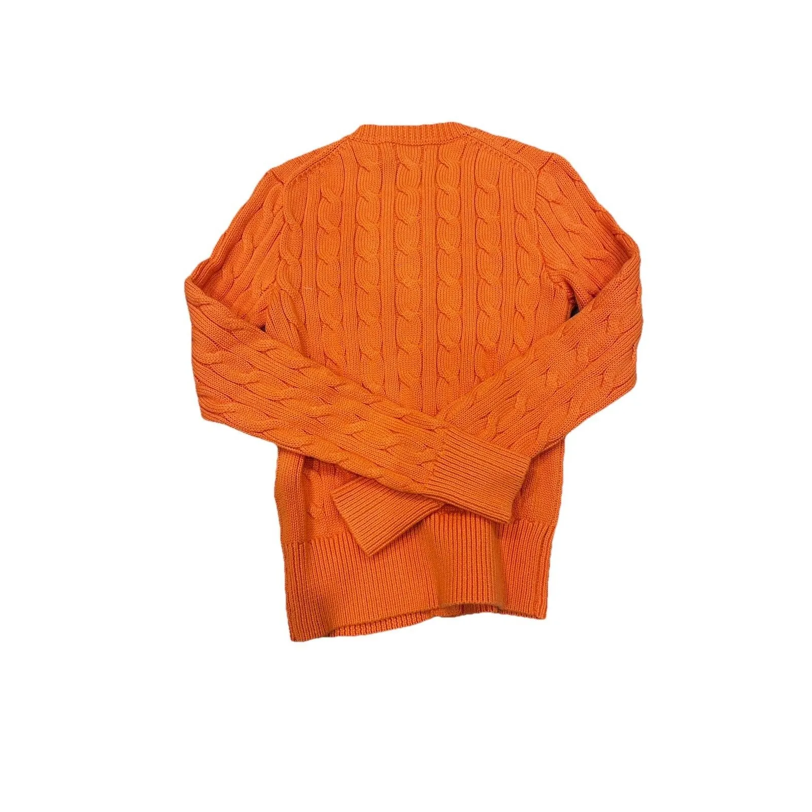 Genuine Polo Ralph Lauren Womens cable knit cotton crewneck cardigan - Orange - Image 8