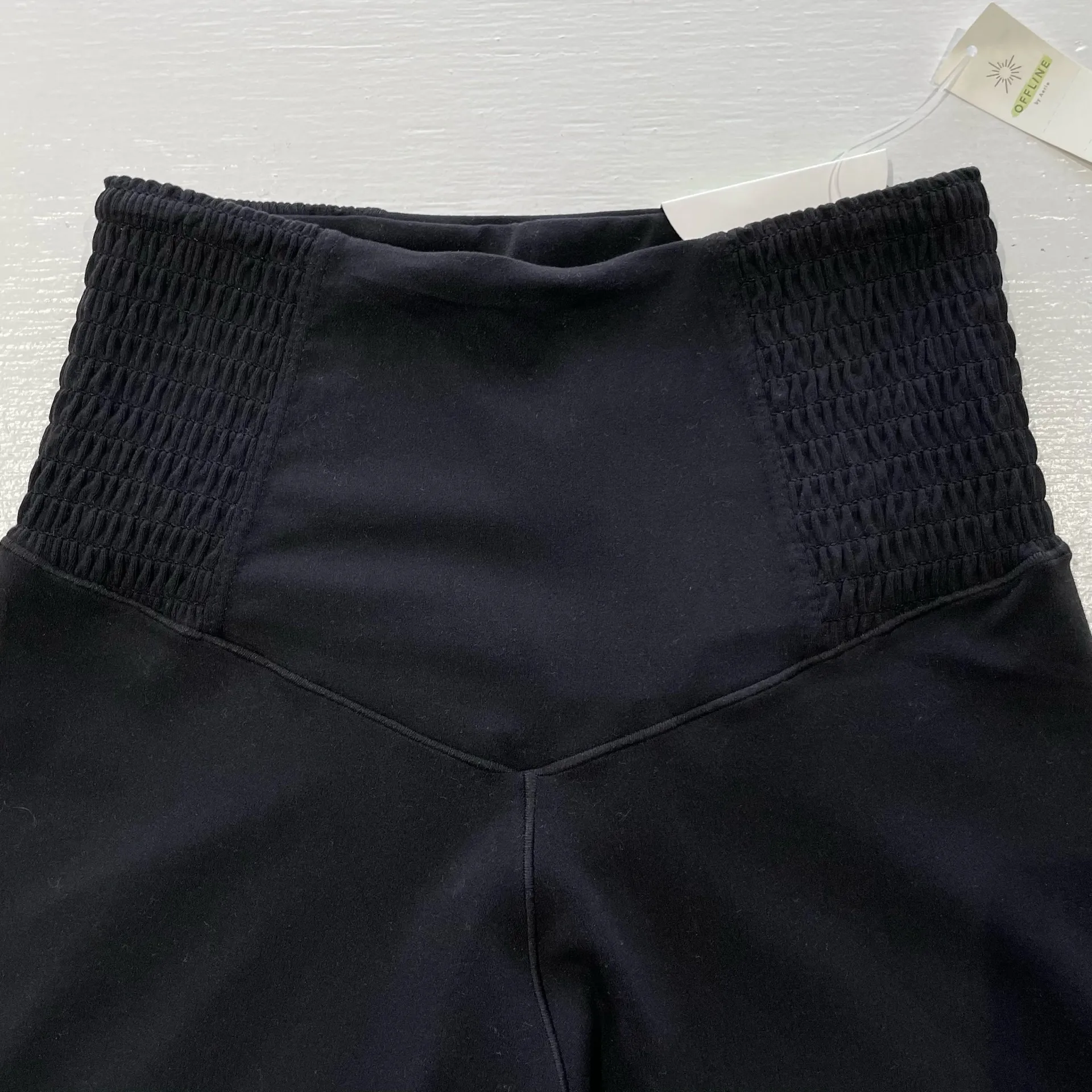 New Aerie Offline Smocked Waist Legging High Rise 7/8 Leggings Black Size Small - Image 9