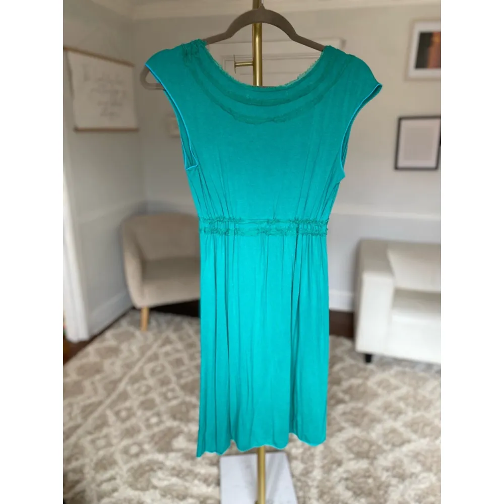 Max Studio Empire Midi Dress Turquoise Teal Summer Spring Boho Buttery Soft Luxe - Image 3