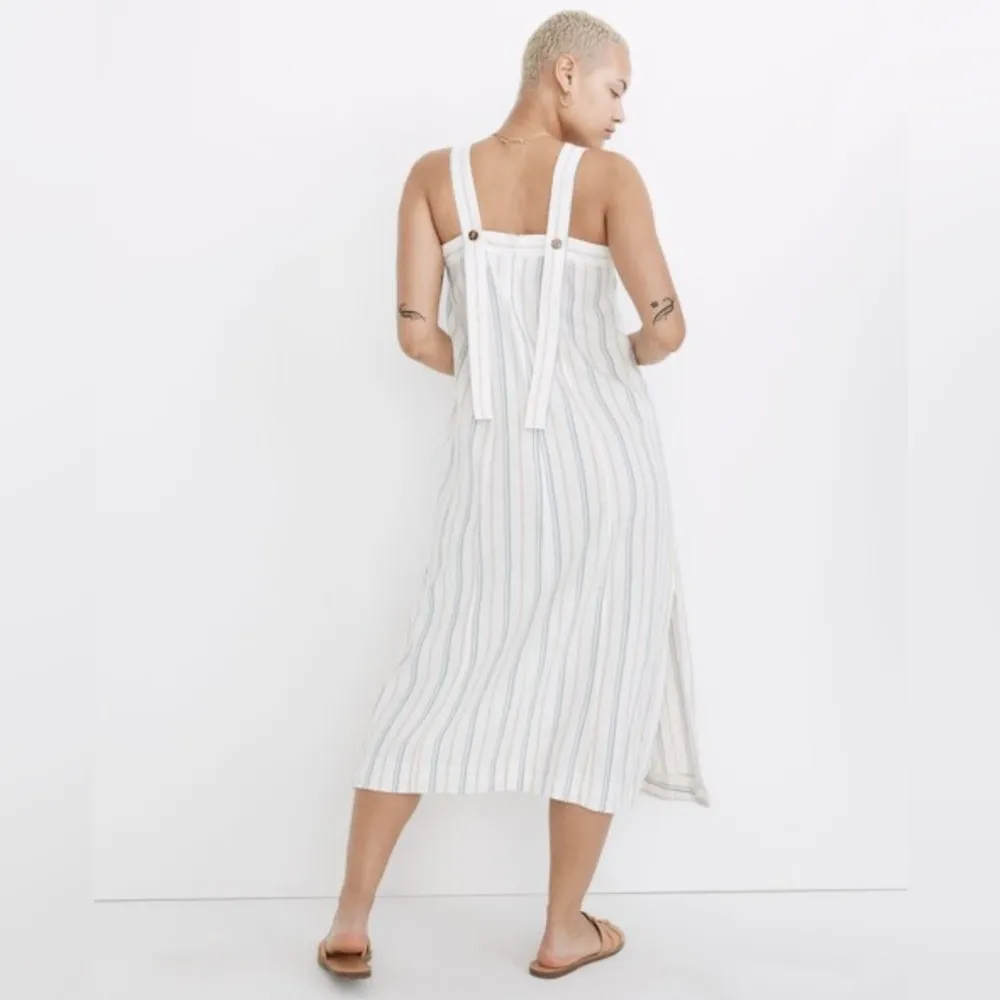Madewell Linen-Cotton Princess-Seamed Midi Dress in Stripe
Size XL - Image 5