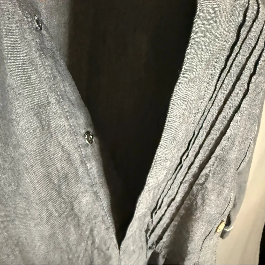 Fairy Nursing Chambray Dress Size Small Cottagecore Snap Buttons 100% Cotton Gray - Image 6