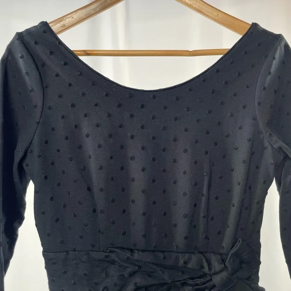 Kate Spade‎ Magdalena Velvet Dot Bow Tie Sheath Dress in Black Size 8 - Image 9