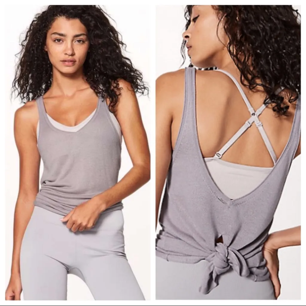 Lululemon  heart opener knit open back cami tank wrap tie back - Image 2