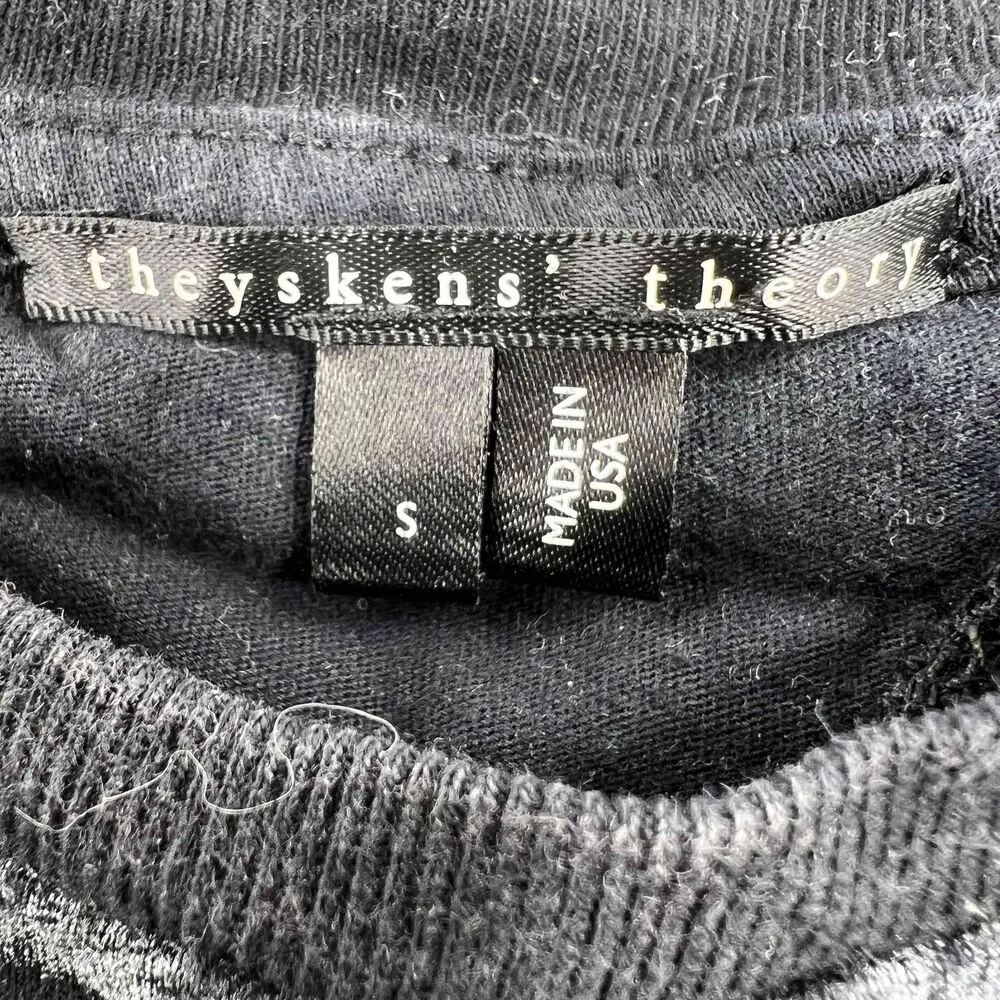 Theyskens' Theory Dress Gray Black Velvet Patterned Short Sleeve Crew Neck Small - Image 5