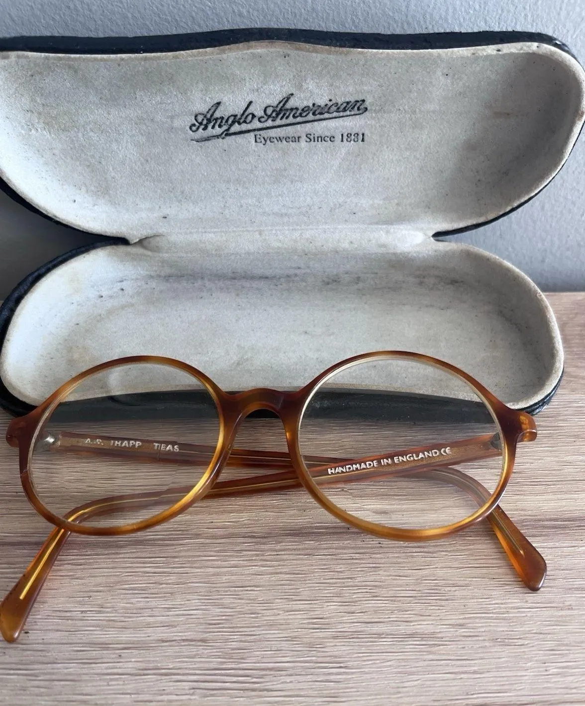 Anglo American England Optical Honey Tortoise Frames Only *need Repair Brown - Image 1