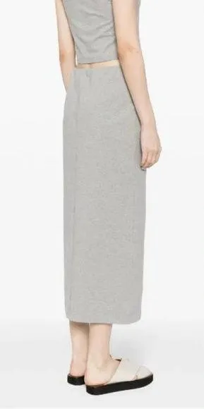 Reformation Elowen Knit Jersey Midi Skirt Pull On Organic Cotton Heather Grey XS - Image 2