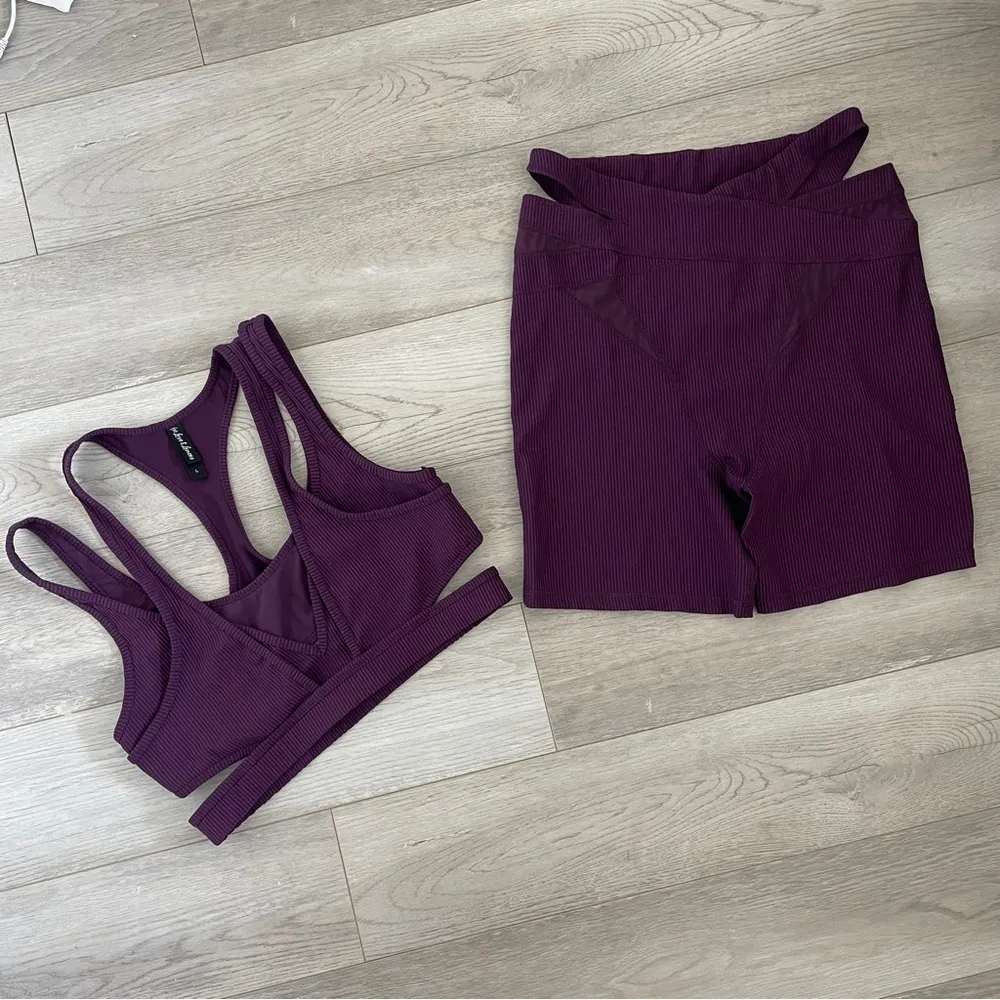 For Love & Lemons Workout Set cutout ribbed womens Purple (large) athleisure gym - Image 13