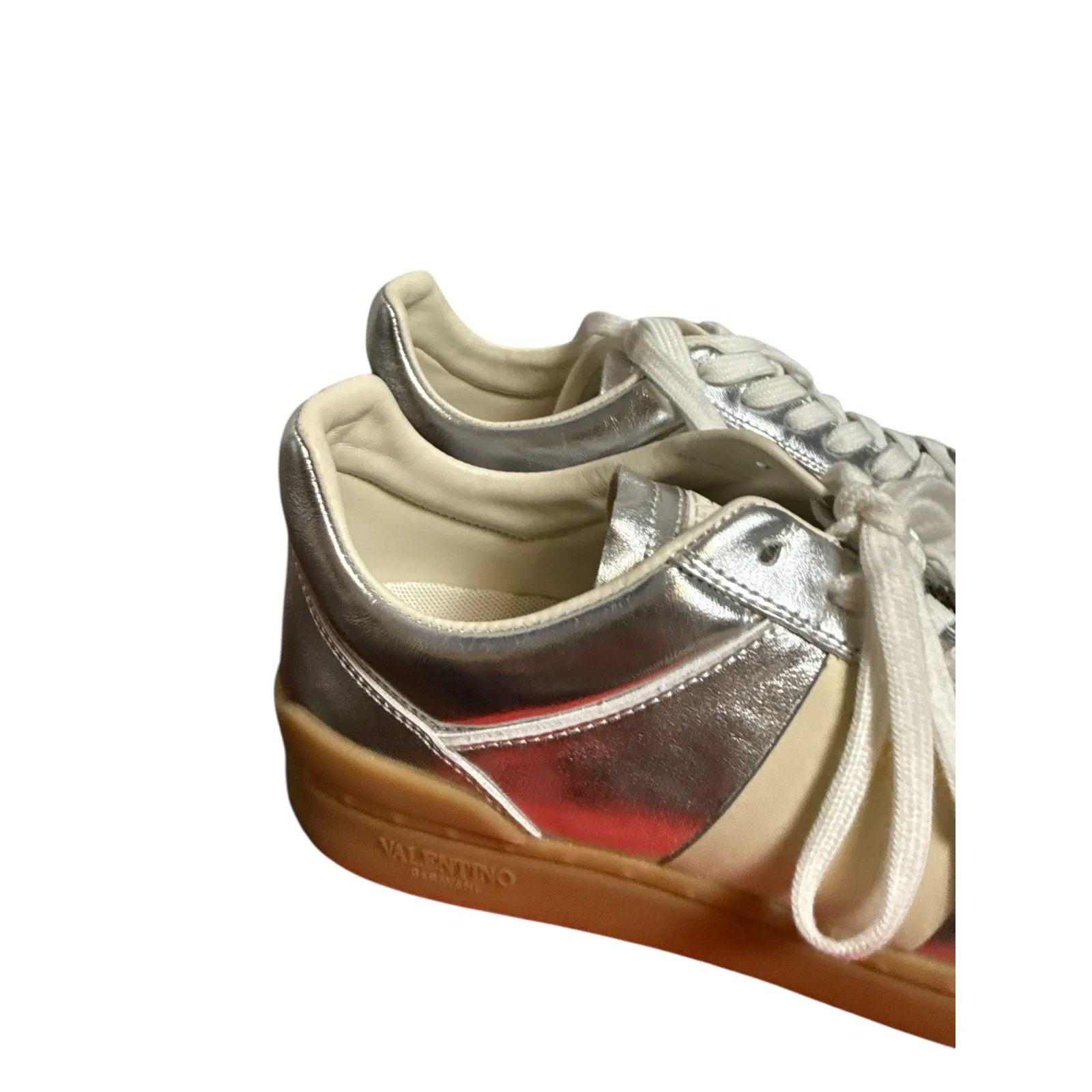 Valentino Garavani Upvillage Metallic Silver Low Top Sneakers 10.5 - Image 6