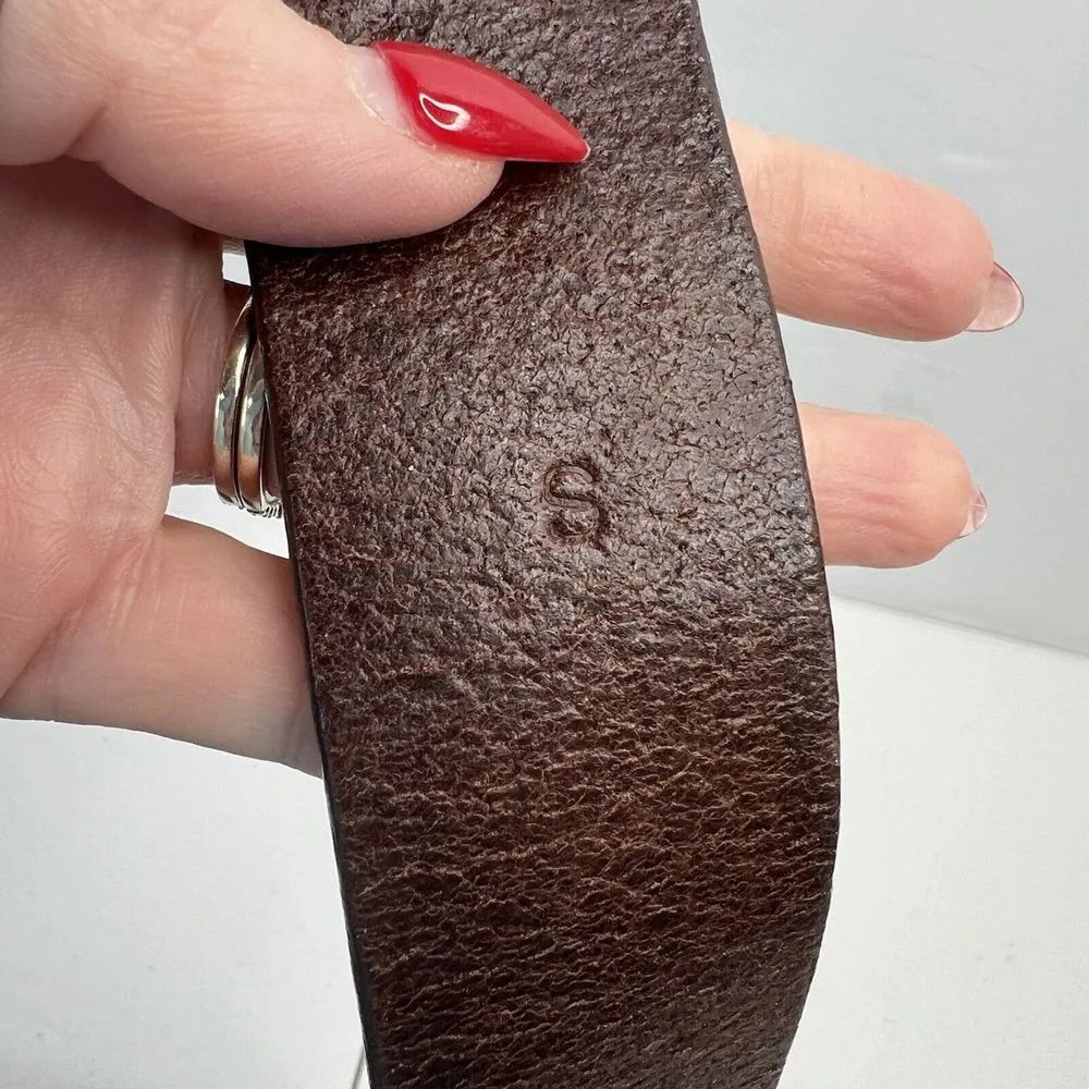 J.Crew  Size Small Genuine Brown Leather Belt with Floral Round Metal Buckle - Image 7