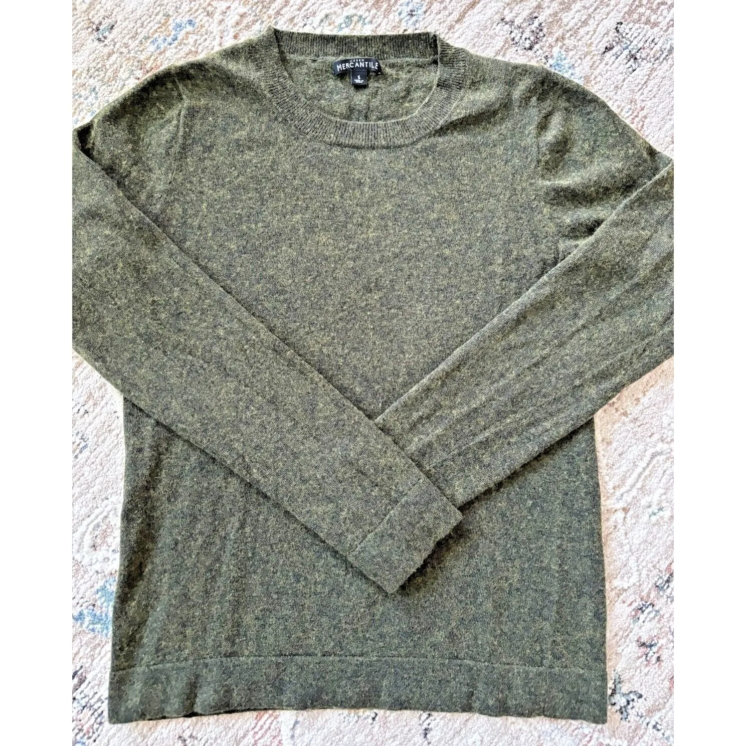 J Crew Sweater Womens Small Green Wool Cotton Boxy Preppy‎ Career Academia - Image 3