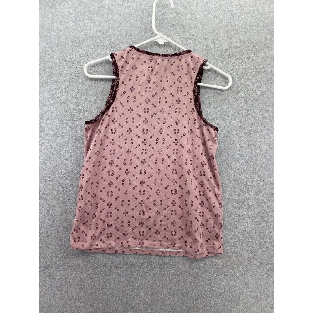 Lucky Brand Women's Tank Top Scoop Neck Pink Red Size Medium Micro Floral - Image 2