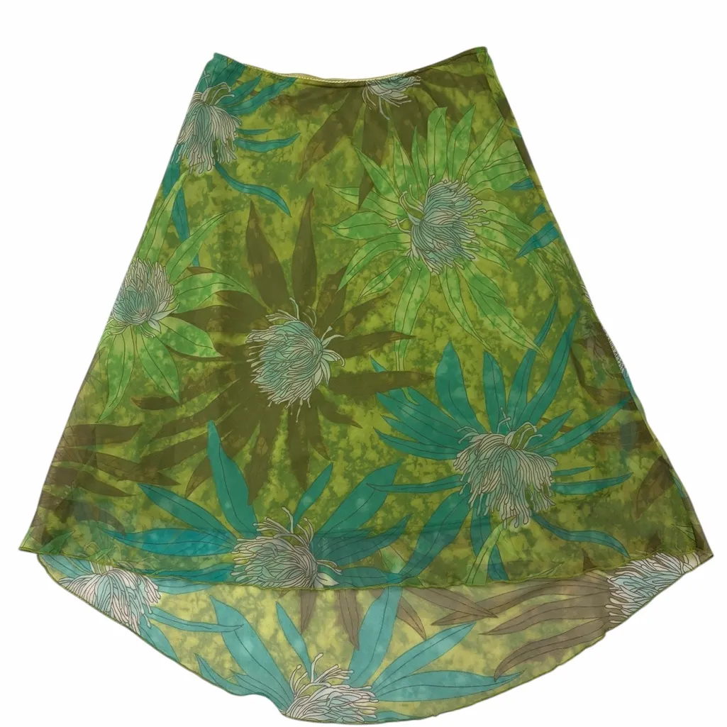 VTG Pierre Cardin 90’s Green Blue Forest Fairy High Low Skirt Size 10 Goblincore - Image 3