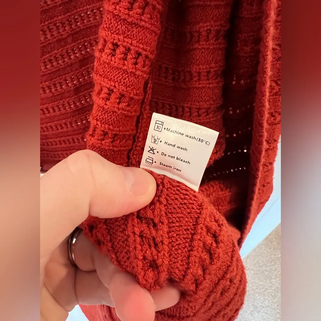 Zesica Red Open Knit Cardigan - Image 5