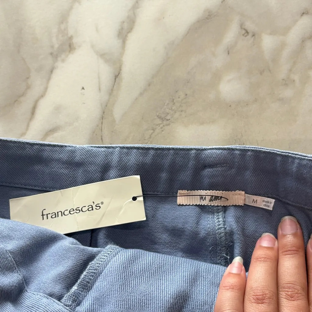 Francesca's Collections Sky Blue Twill Skirt Size M - Image 3