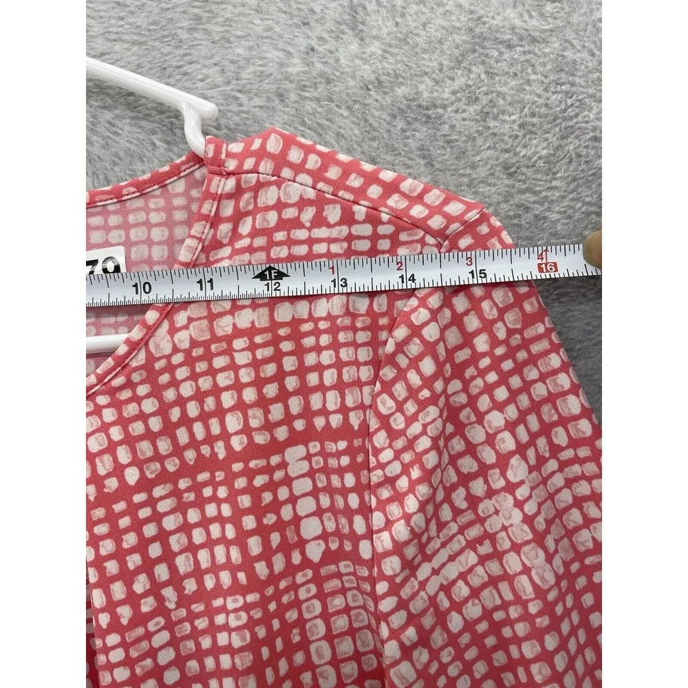 Ann Taylor Women's Blouse 3/4 Sleeve Small Petite Pullover Pink White Squares - Image 6