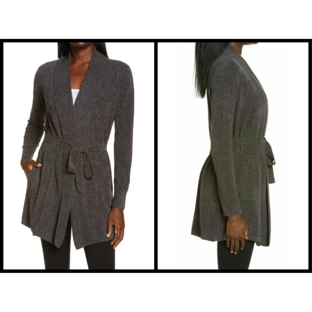 đź’•BAREFOOT DREAMSđź’• CozyChic Drape Rib Cardigan Ultra Lite Carbon Gray M NWT - Image 3