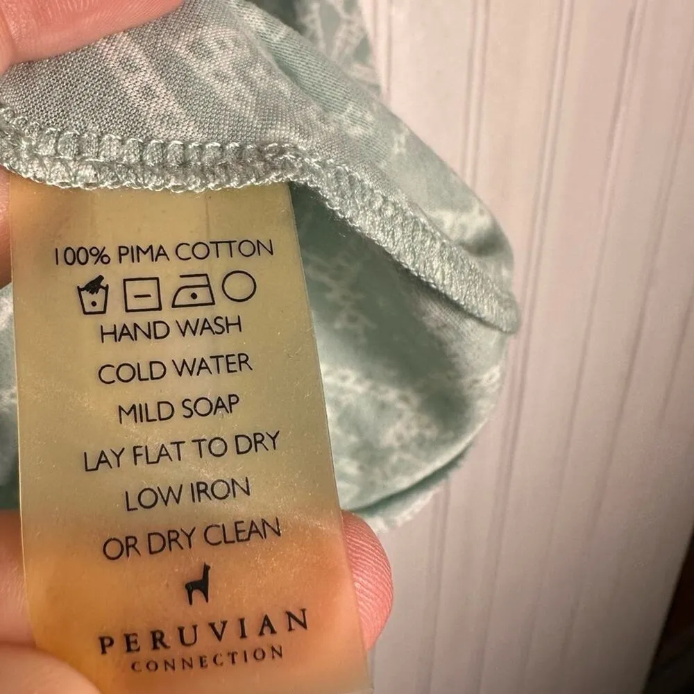 Peruvian Connection Mint Green 3/4 Sleeve Pocket Tee Shirt - Image 5