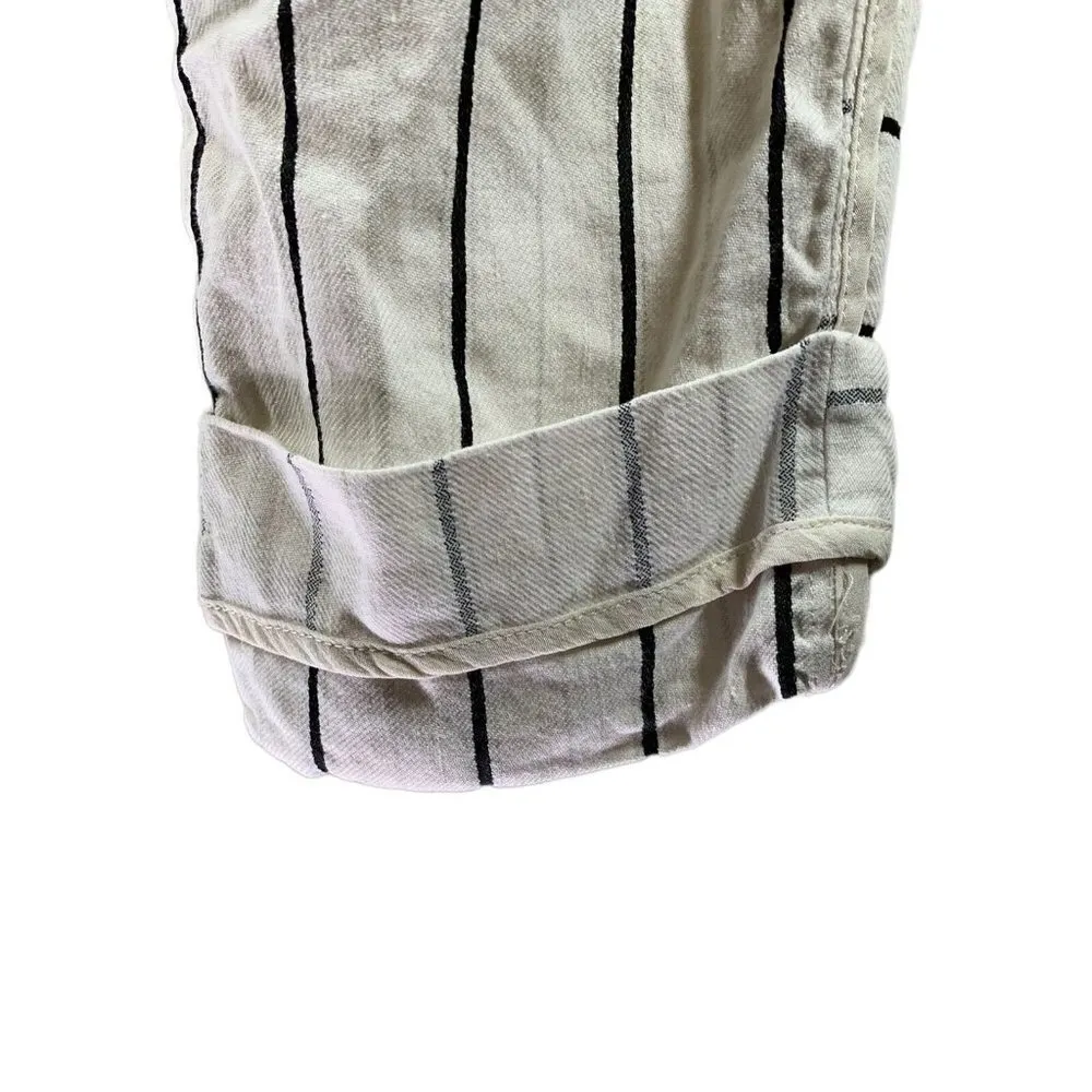 Derek Lam 10 Crosby Black White Striped Linen Blend Cropped Pants Size 6 - Image 3