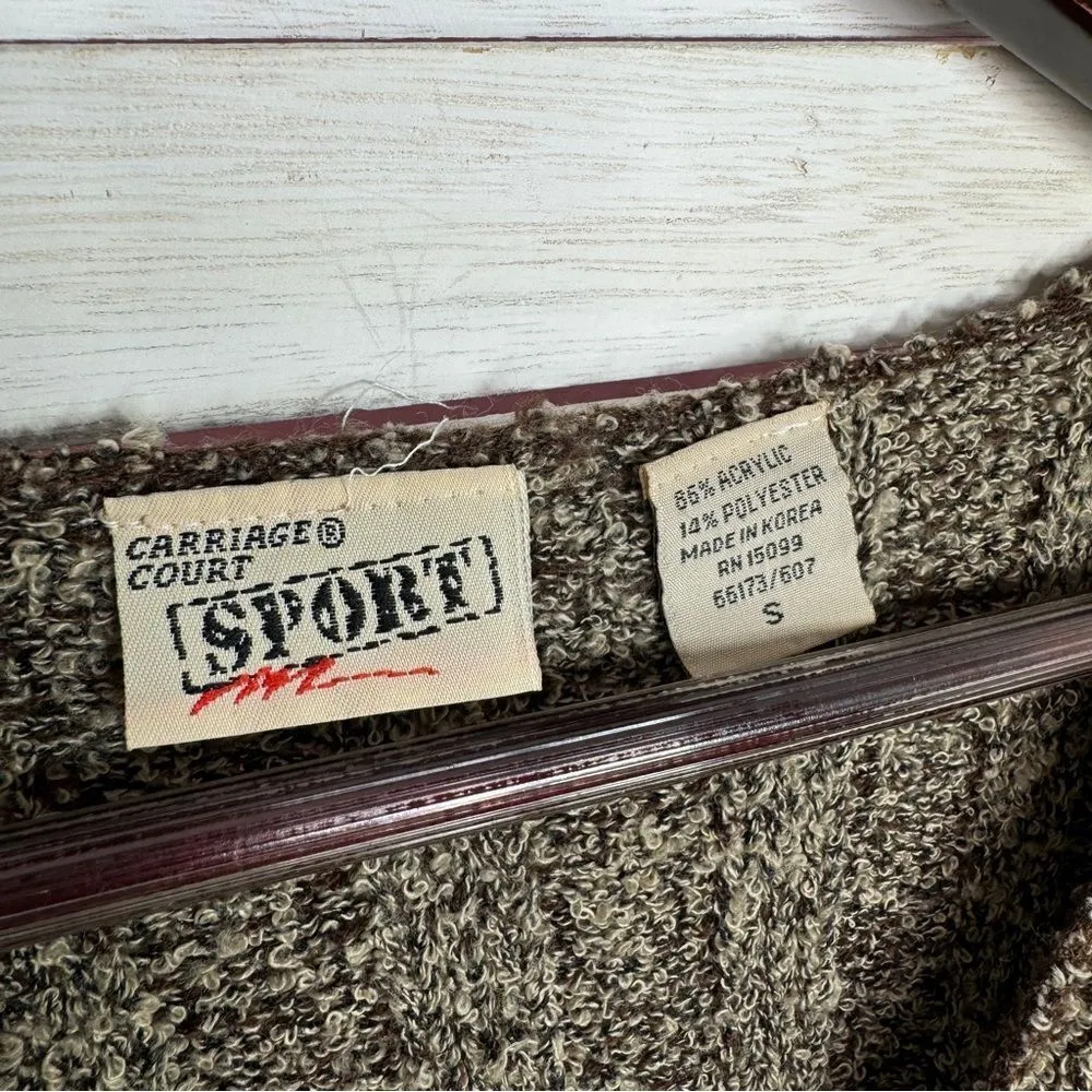 Carriage Court Vintage Marled Ombre Ribbed Knit V Neck Tunic Sweater Brown Small - Image 9