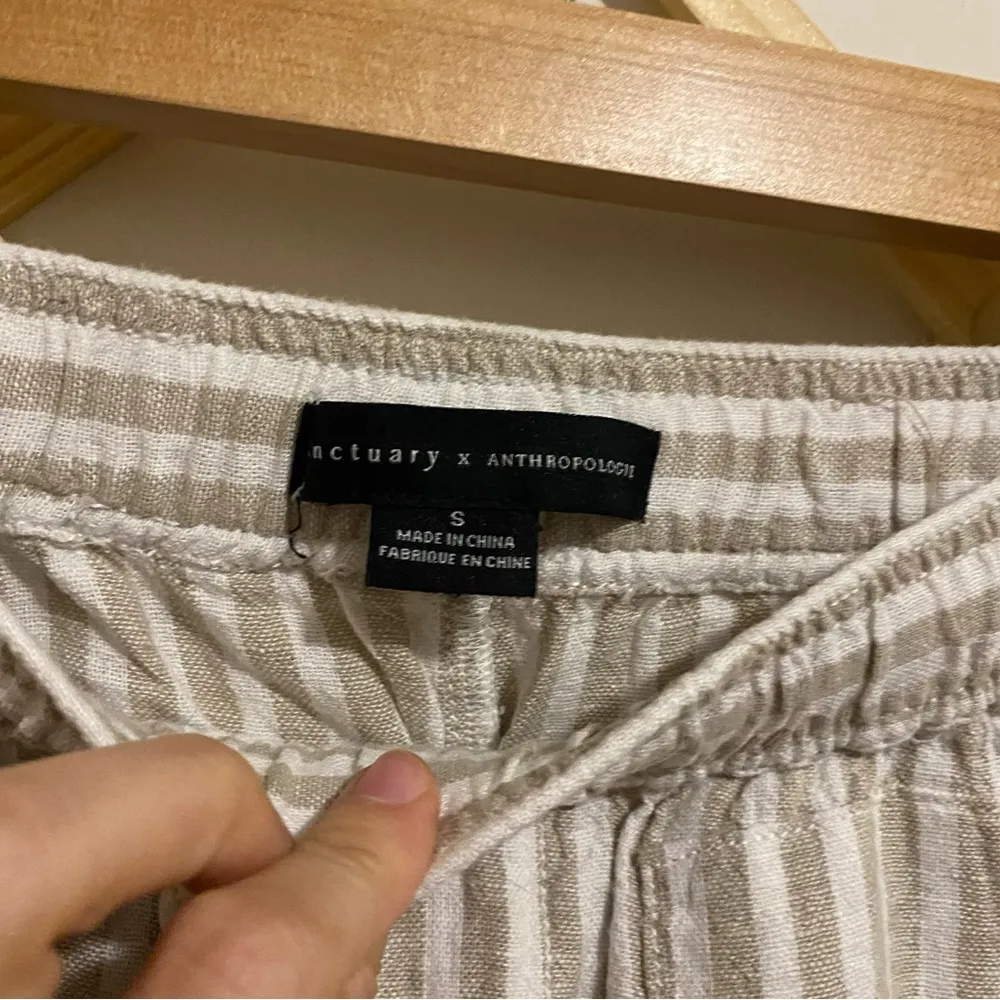 Sanctuary x Anthropologie Tan Linen Blend Striped Pants size Small - Image 3