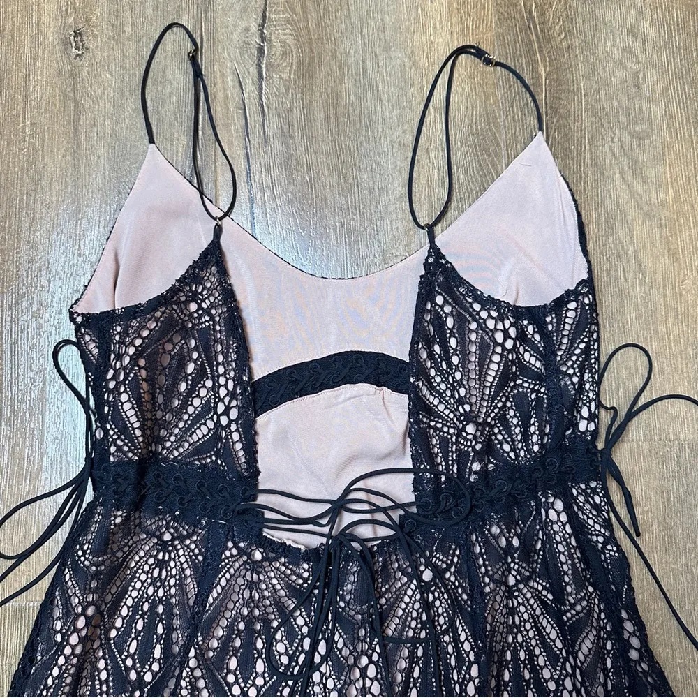 Bright Lights Mini Dress in Black Size Large Lace Asymmetrical - Image 7