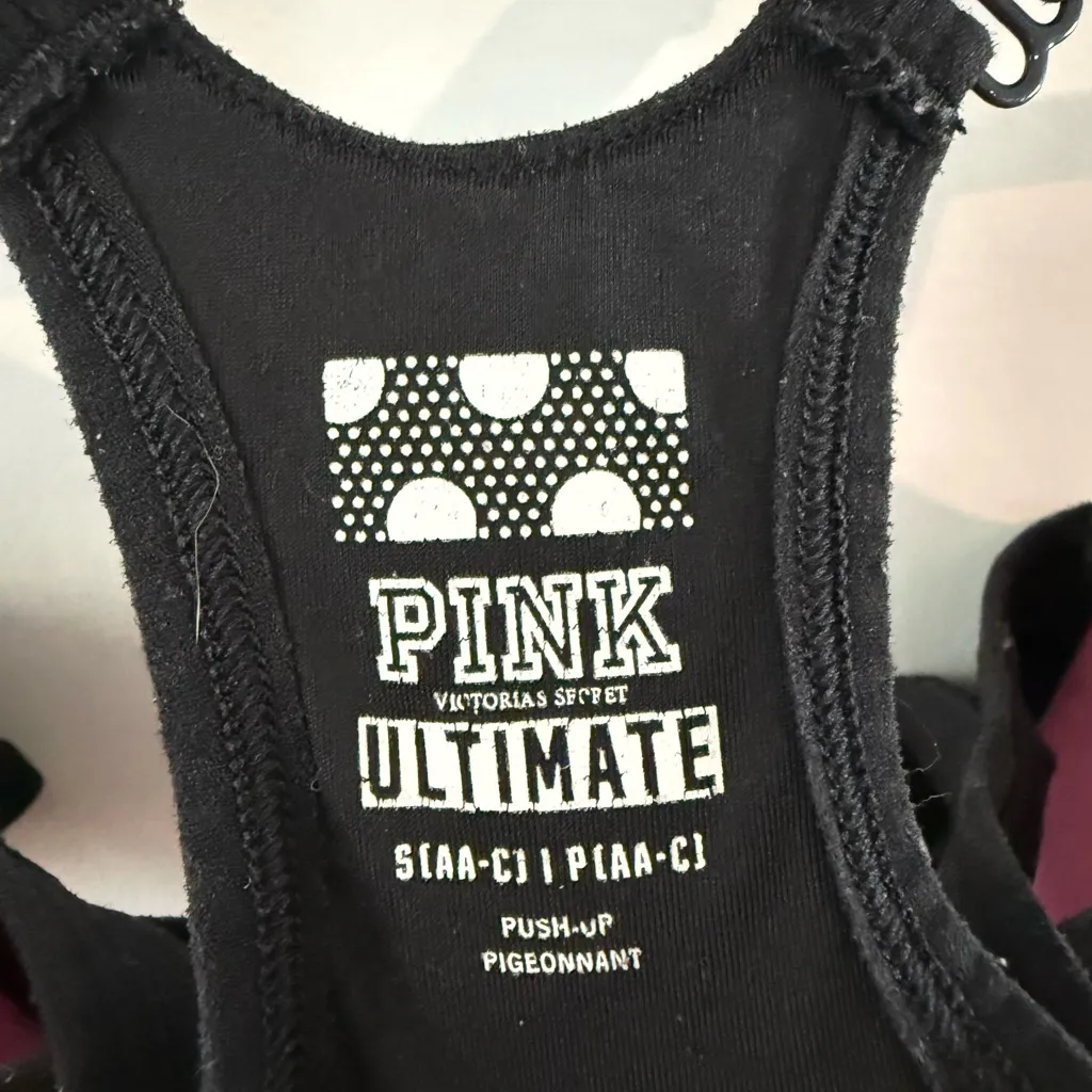 PINK Victoria's Secret Ultimate Push Up Black Bra with Branded Straps - Image 3