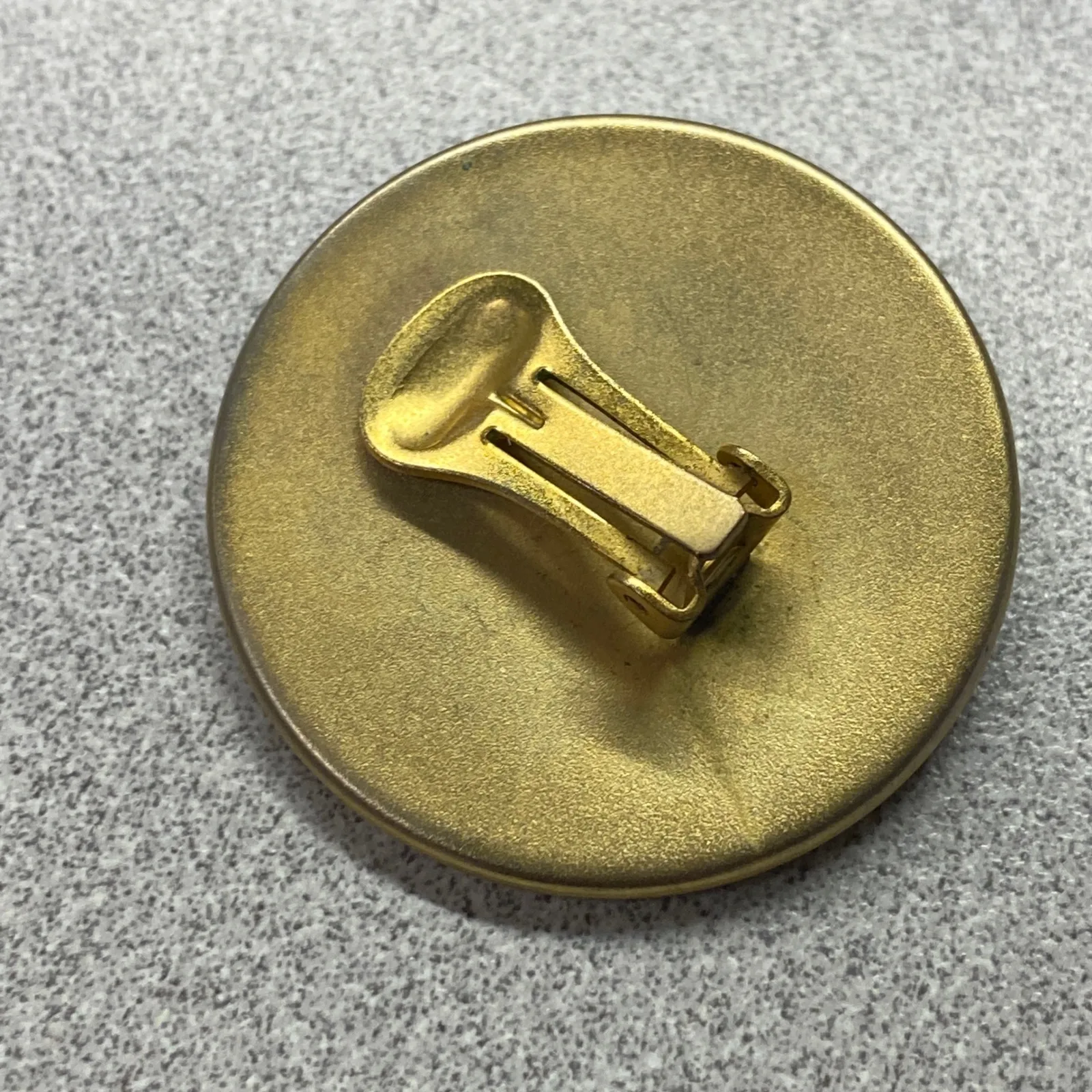 Artistic Art Deco Round Clip On Earrings Vintage Blue & Black Gold Enamel - Image 5