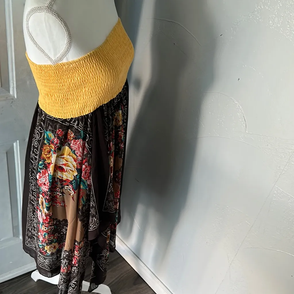 Delicious Asymmetrical Yellow and Brown Maxi Skirt Size M - Image 4