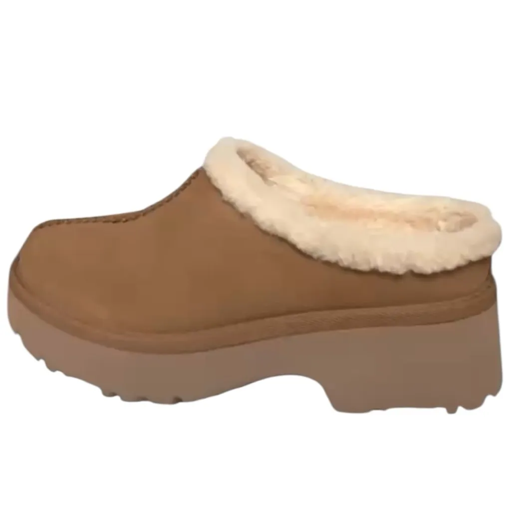 UGG New Heights Cozy Suede Shearling Clogs Chestnut Suede Platform Clogs Size 8 - Image 5