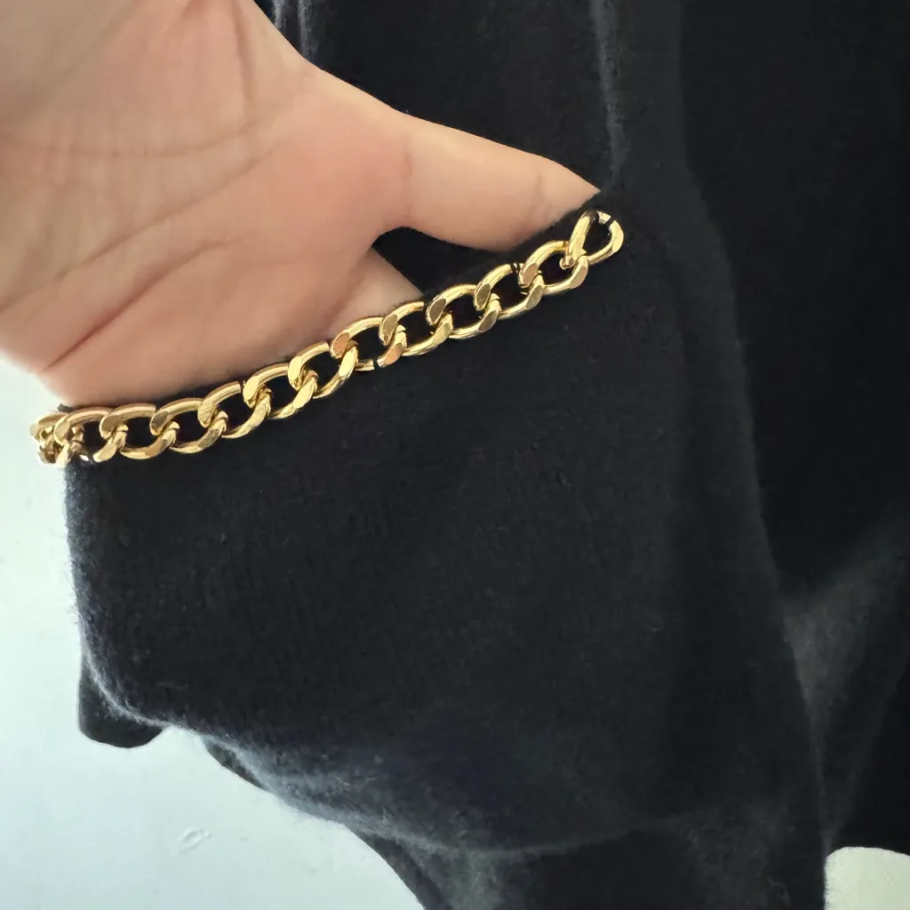 Jamison Black Vintage Cardigan Gold Chain Detail Wool and Cashmere Blend Size M - Image 5