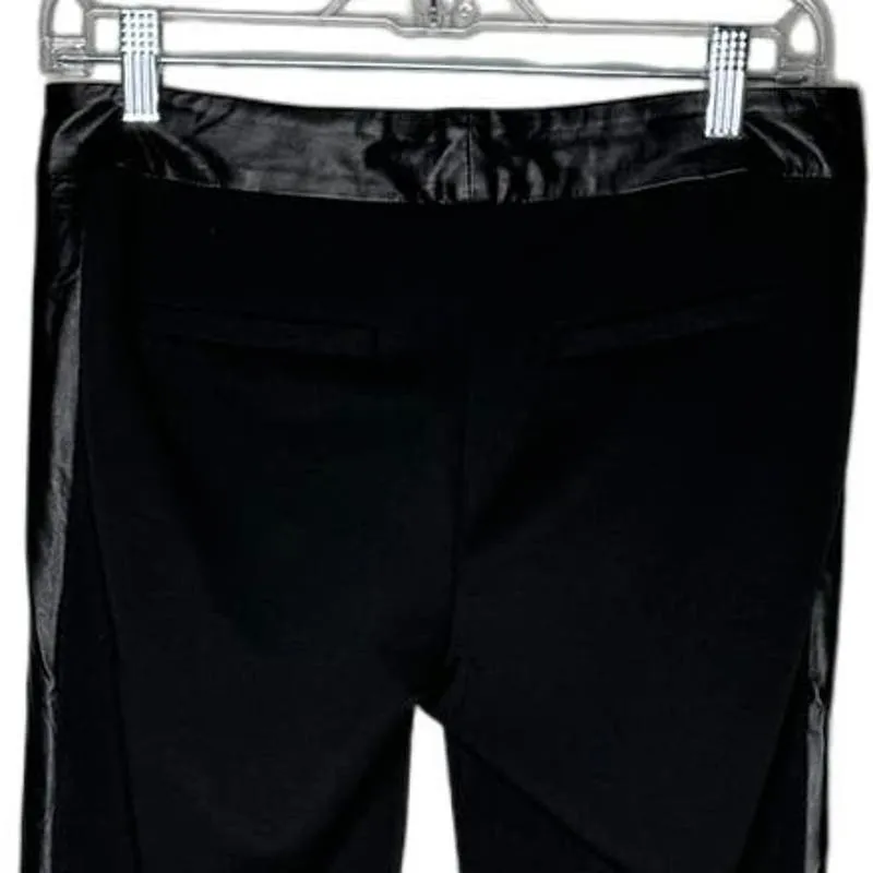 Laundry by Shelli Segal Pants Womens 6 Black Vegan Leather Tuxedo Stripe Neutral - Image 4