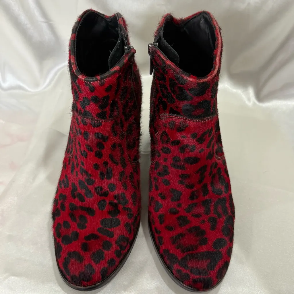 Zadig And Voltaire Molly Leopard Print Ankle Booties 36/5 Red Leather Edgy Chic - Image 15