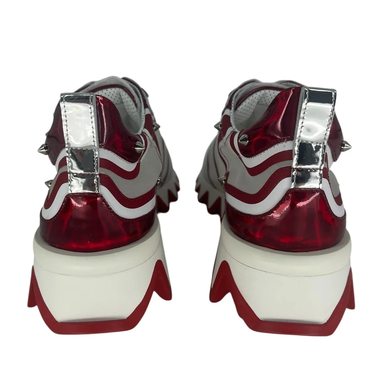 Christian Louboutin Sharkina Sneakers in White Mesh & Red Patent Leather - Image 13
