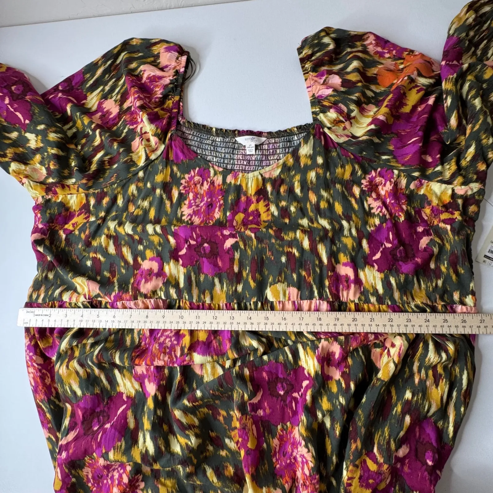 NWT Terra & Sky Sweetheart Neck Raglan Maxi Dress 4X Multi Floral Long Sleeve‎ - Image 12