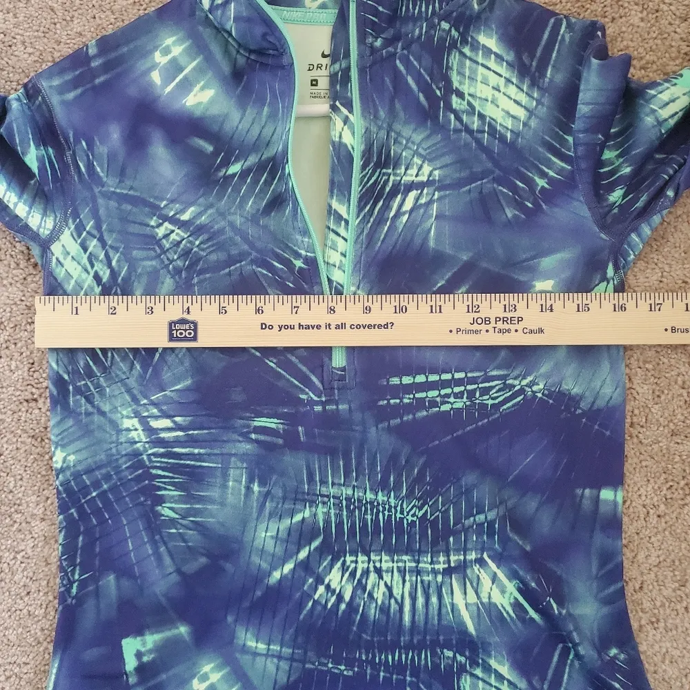 Nike Pro Dri-Fit Purple and Neon Green Cold Gear 1/2 Zip Running Jacket Size M - Image 8