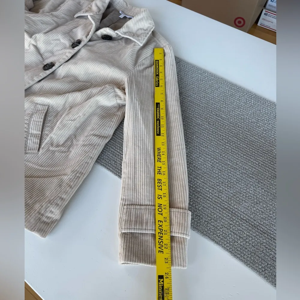 Vintage Relativity Ivory Cream Khaki Wide Wale Corduroy Chore Jacket Coat Sz XL Tan - Image 7