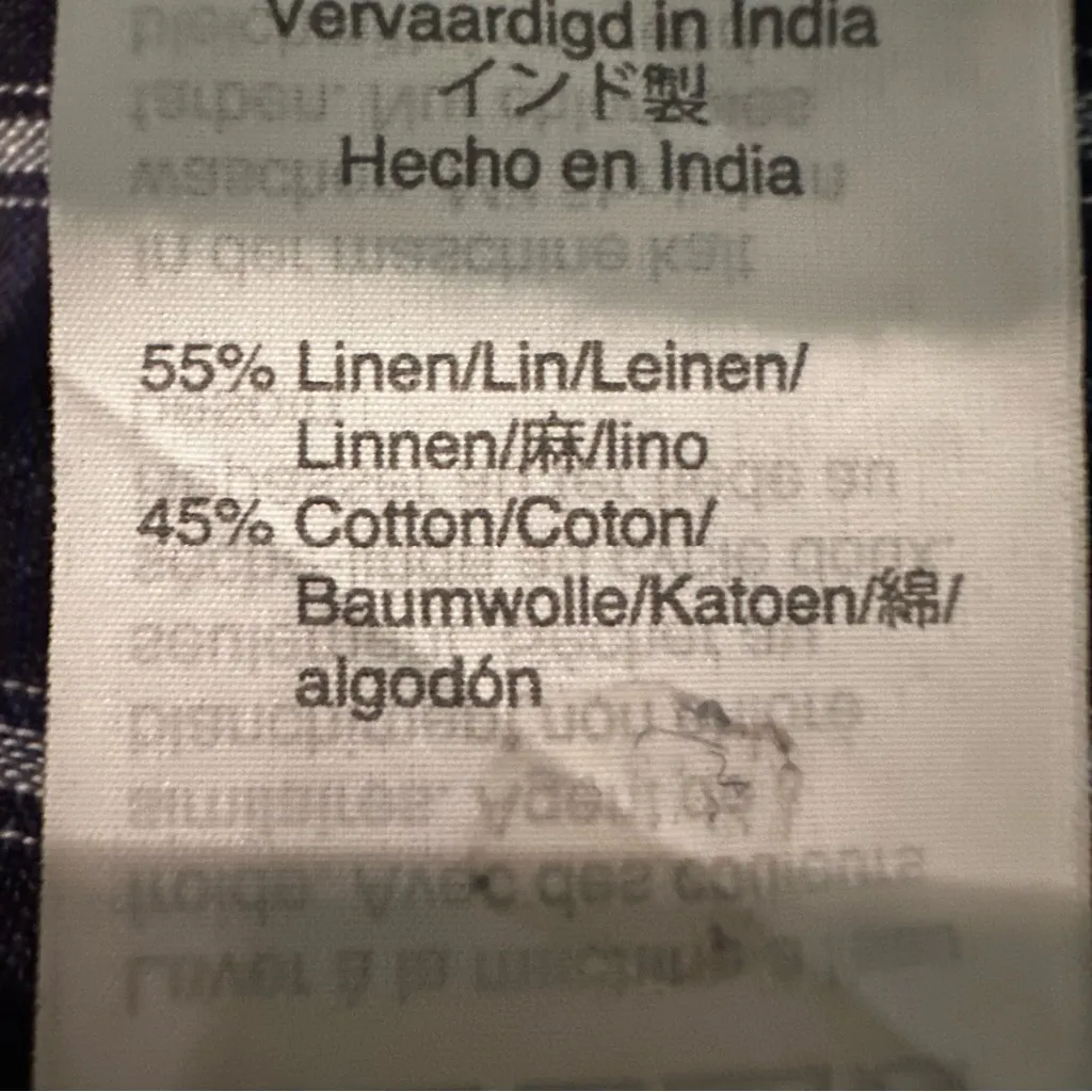 J. Crew Tie Waist Linen Blend Striped Gauze Top Blouse Women's 8 Navy‎ Casual - Image 9