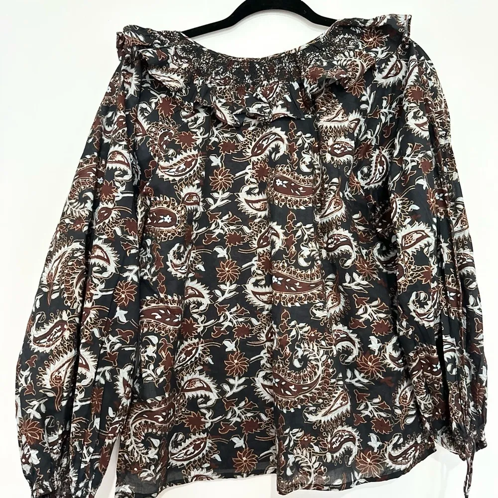 Cleobella blouse Jillian size XS organic cotton floral grudge dark boho indie - Image 3