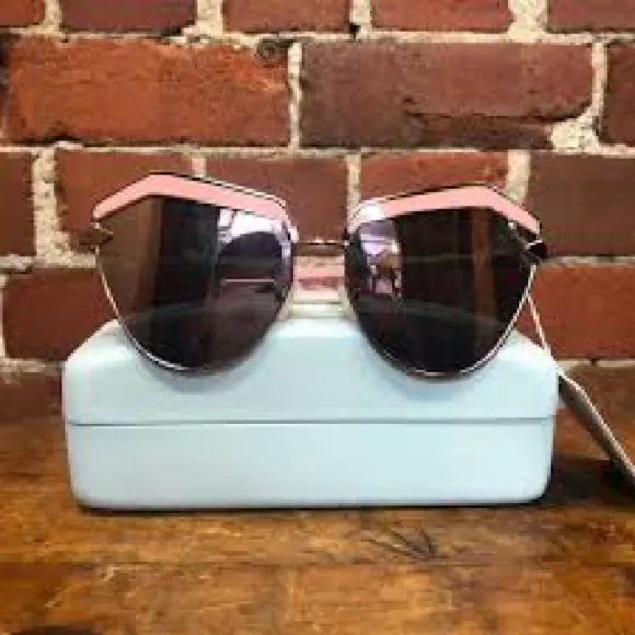 NWOT Karen Walker Sunglasses JACINTO Rose Pink Frame w/ Case & Cloth - Image 5