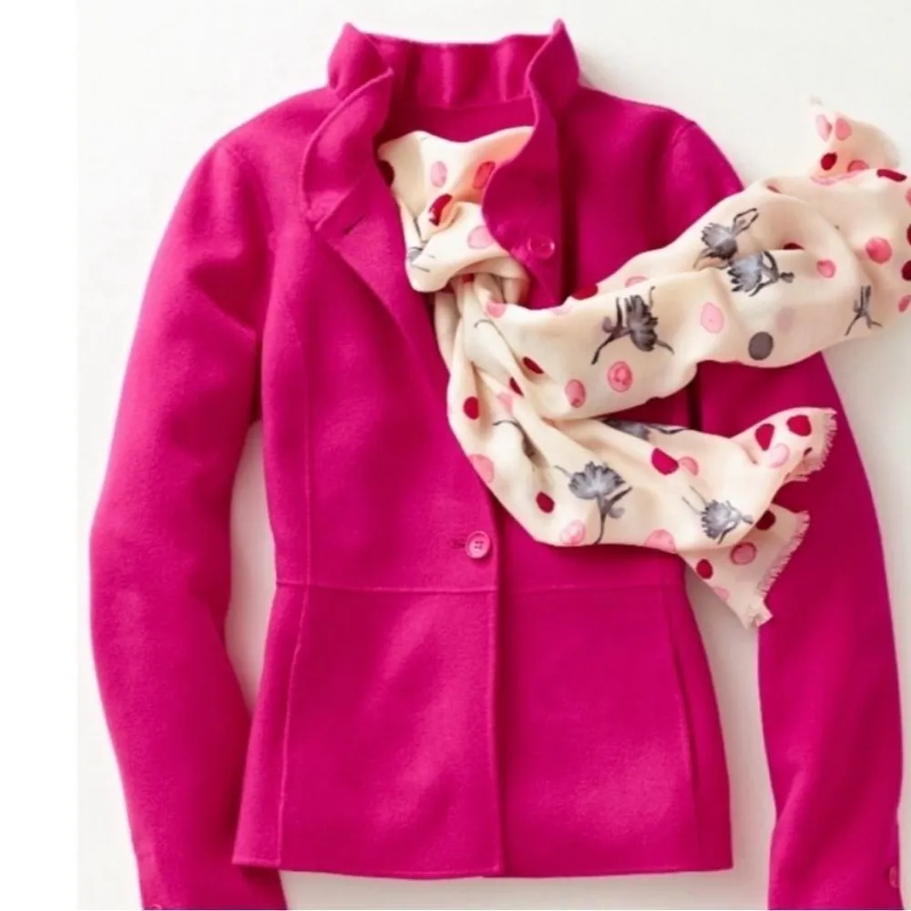 ✨TALBOTS RUFFLE-NECK DOUBLE-FACE SZ 6 HOT PINK JACKET✨ - Image 3