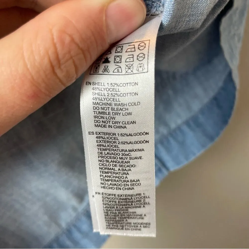 Life in Progress  Chambray Button Down Romper w/Flower Pattern Size S - Image 5