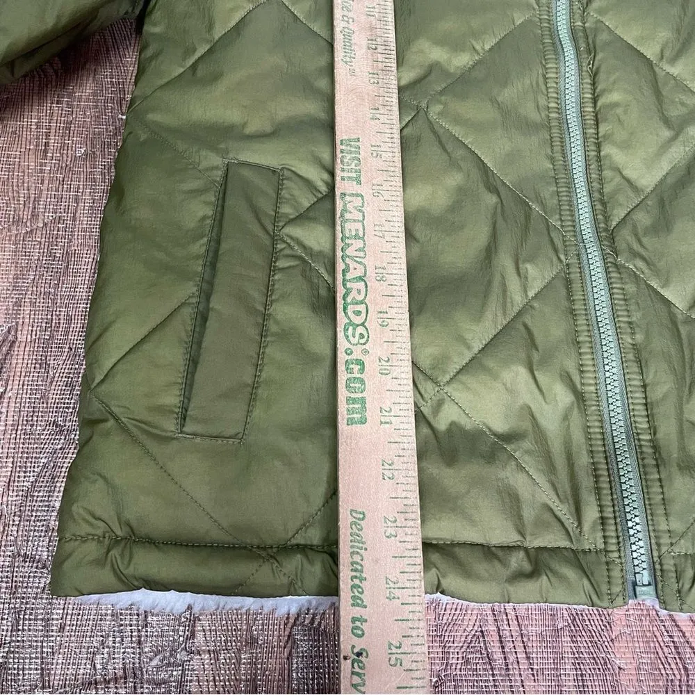 Madewell Jacket Women's XS Green‎ Moss Reversible Sherpa Puffer Coat Quilted NEW - Image 11