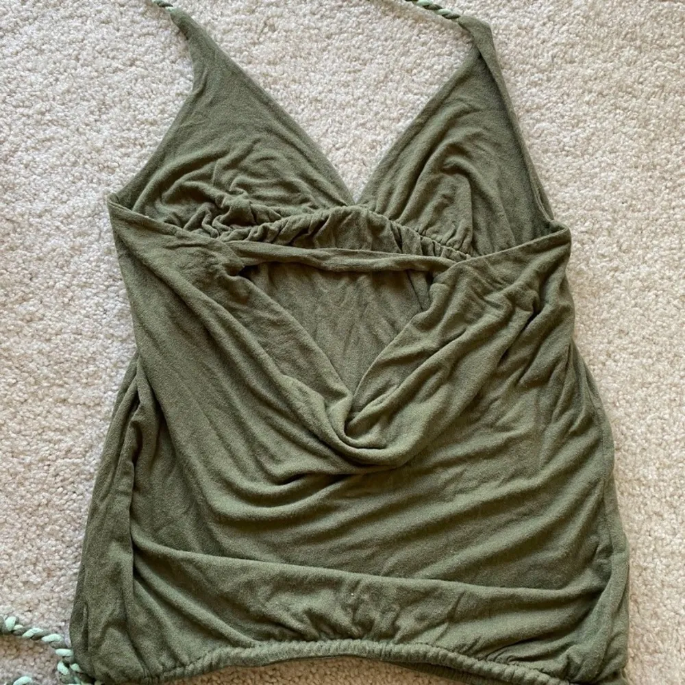 Olive army green  draping boho top - Image 3