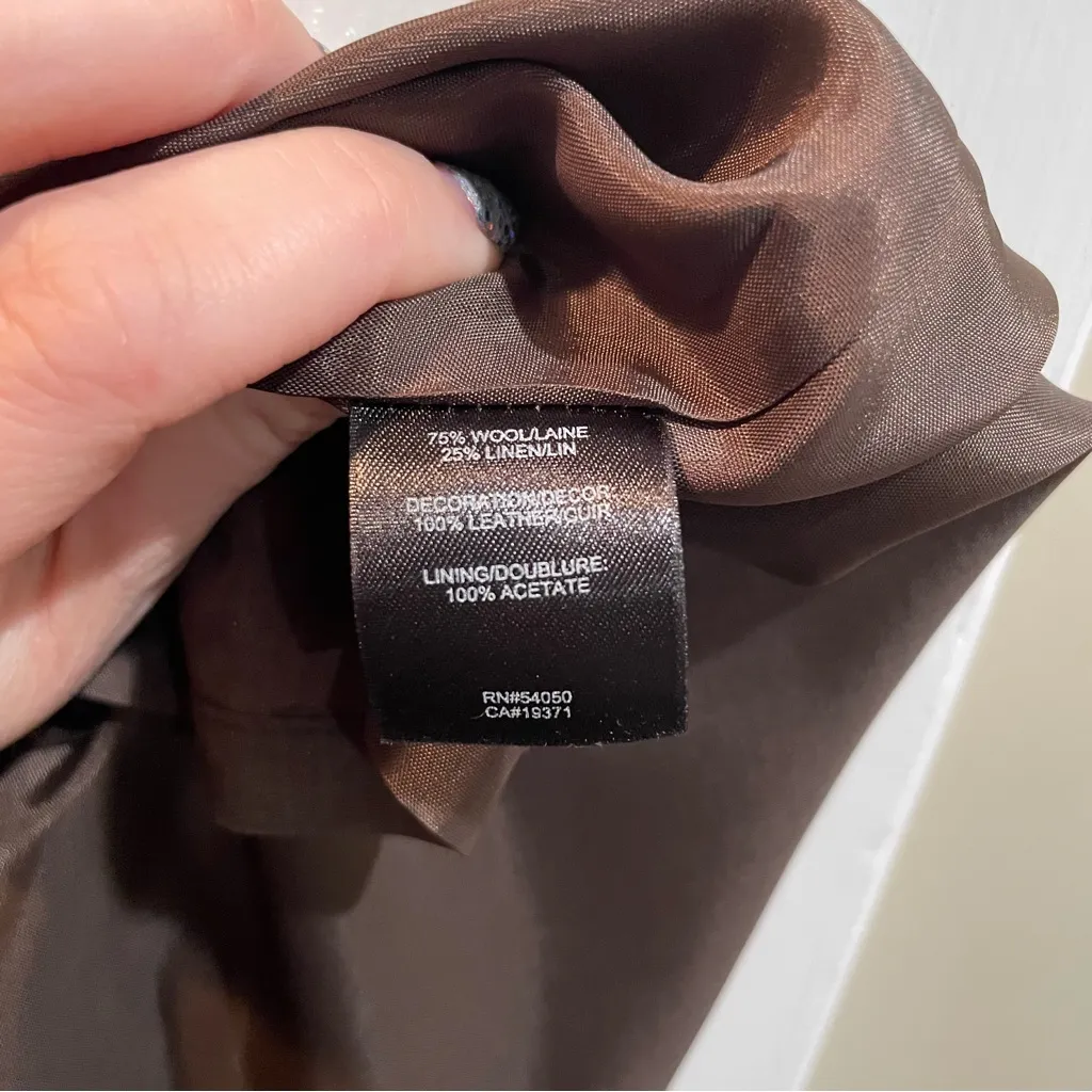 Robert Rodriguez Wool Blend Skirt Brown Leather Trim Waist Women Size 4 - Image 8