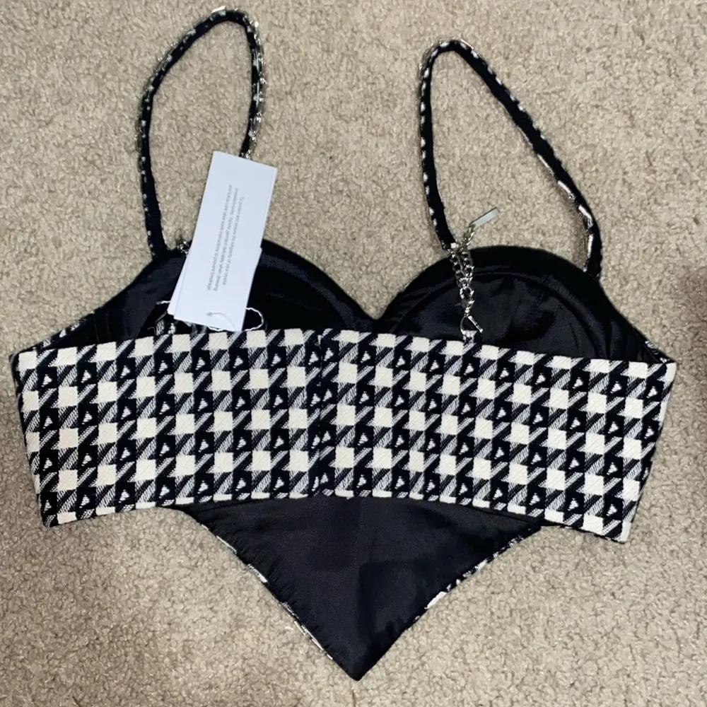 AREA Houndstooth Heart Wool Blend Crop Top size 4 - Image 6