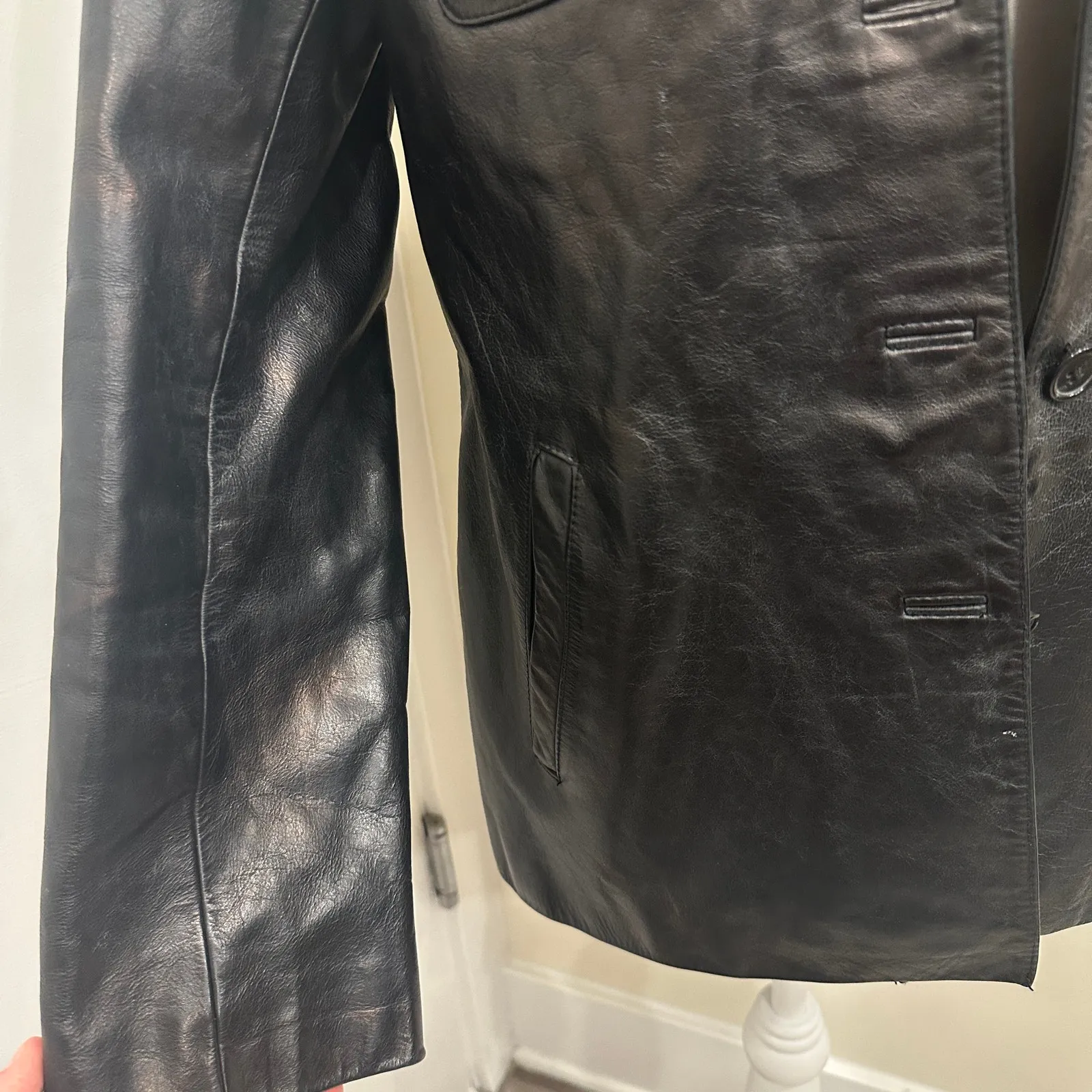 Vintage Y2K J. Crew Black Leather Shacket Minimalist Preppy Heritage Old Money - Image 5