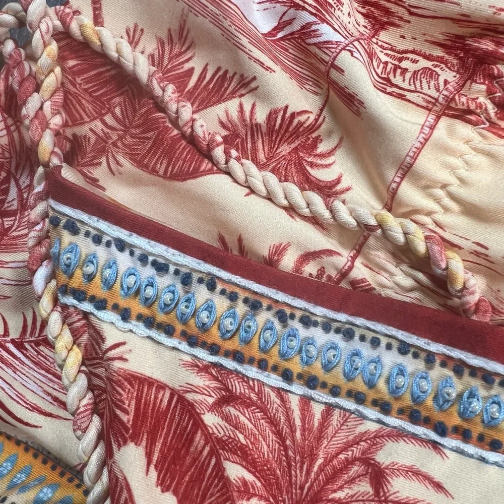 Agua Bendita Bikini Bottom AM Meline Shaka Floral Print Tropical Bead Detail XL - Image 3