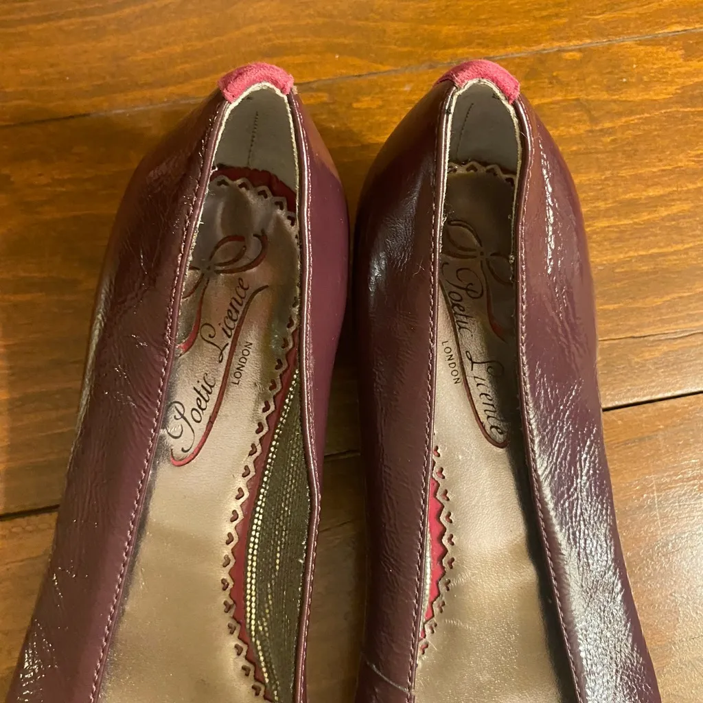 Women’s Poetic License Ballet Flat Patton Leather W Floral Accents Y2K 7.5 Purple - Image 2